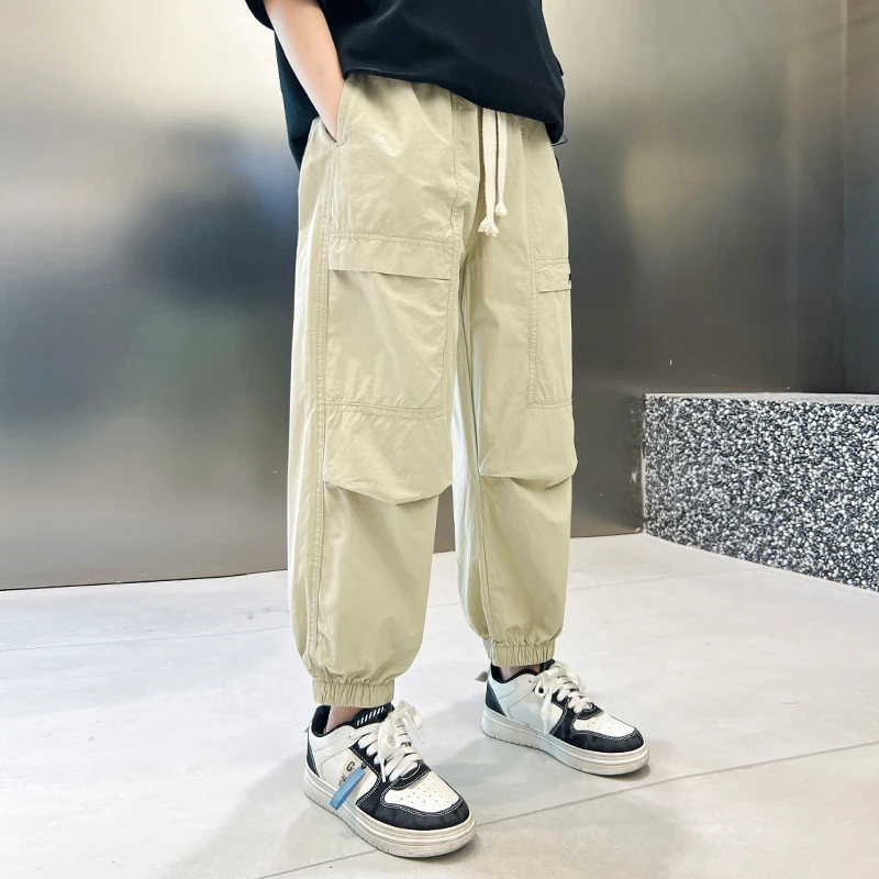 男童休闲裤男童夏季工装九分裤薄款速干男童工装裤童裤裤子夏款