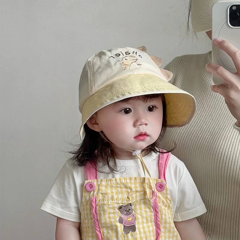 宝宝帽子春夏网眼透气卡通可爱鸭舌帽男女童外出游大檐防晒遮阳帽