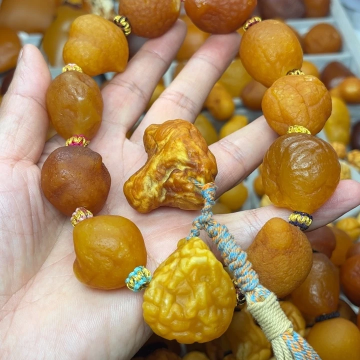 琥珀未镶嵌裸石天然蜜蜡手串