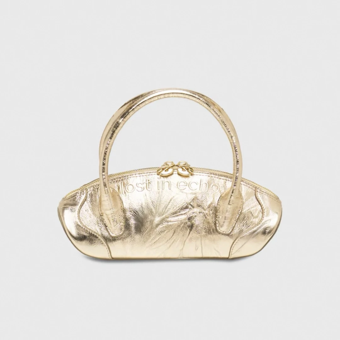 lost in echo设计师品牌 小众新款 拼接小号饺子型保龄球手提包