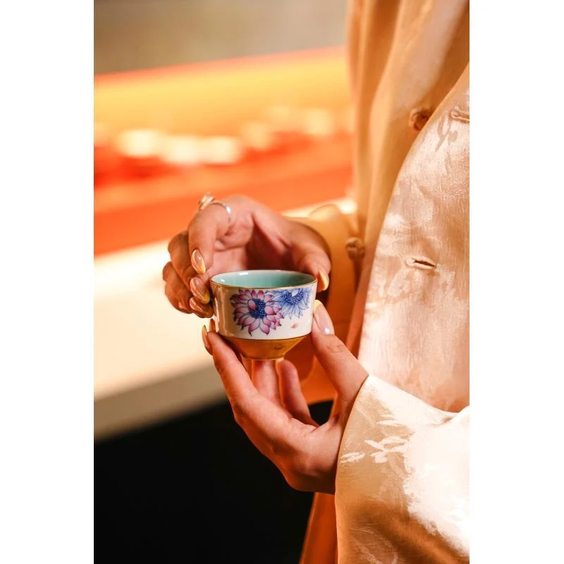 华隐堂   柠檬黄向日葵单杯   茶具茶杯纯手绘陶瓷纯手工HYT010