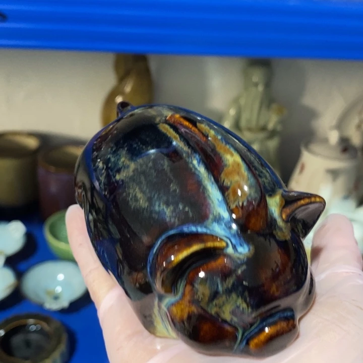 瓷片七厂窑变小胖猪