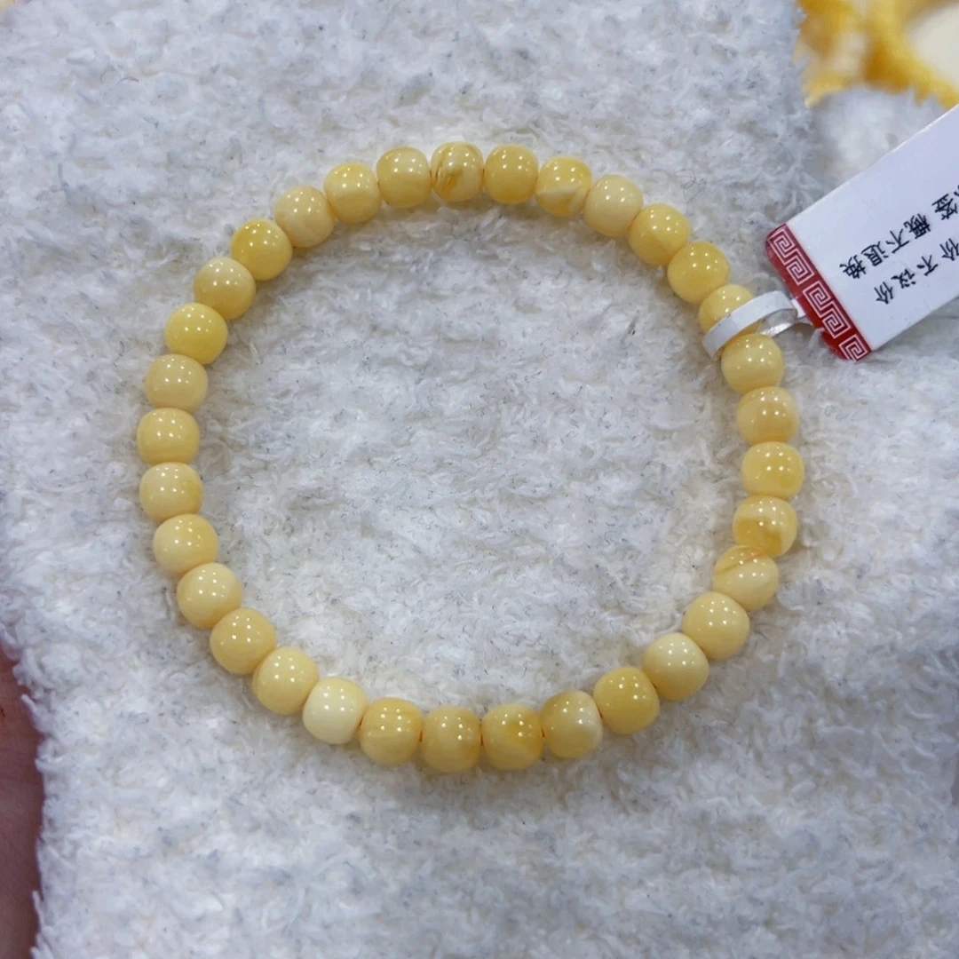 蜜蜡未镶嵌手链6m苹果珠奶豆子福利