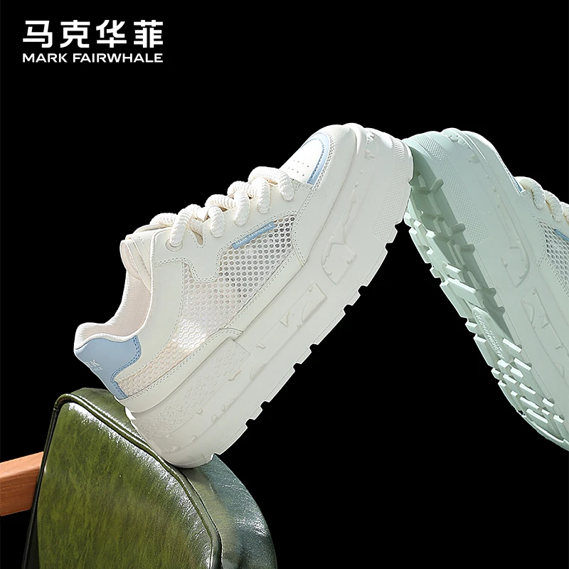 马克华菲板鞋男鞋2025新款秋季男士休闲鞋网面透气增高小白鞋男款