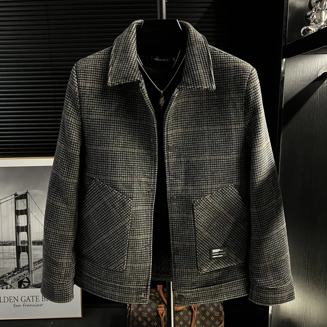 【运费补贴】港澳25秋冬新款毛呢外套男士加厚夹克休闲呢子大衣潮流