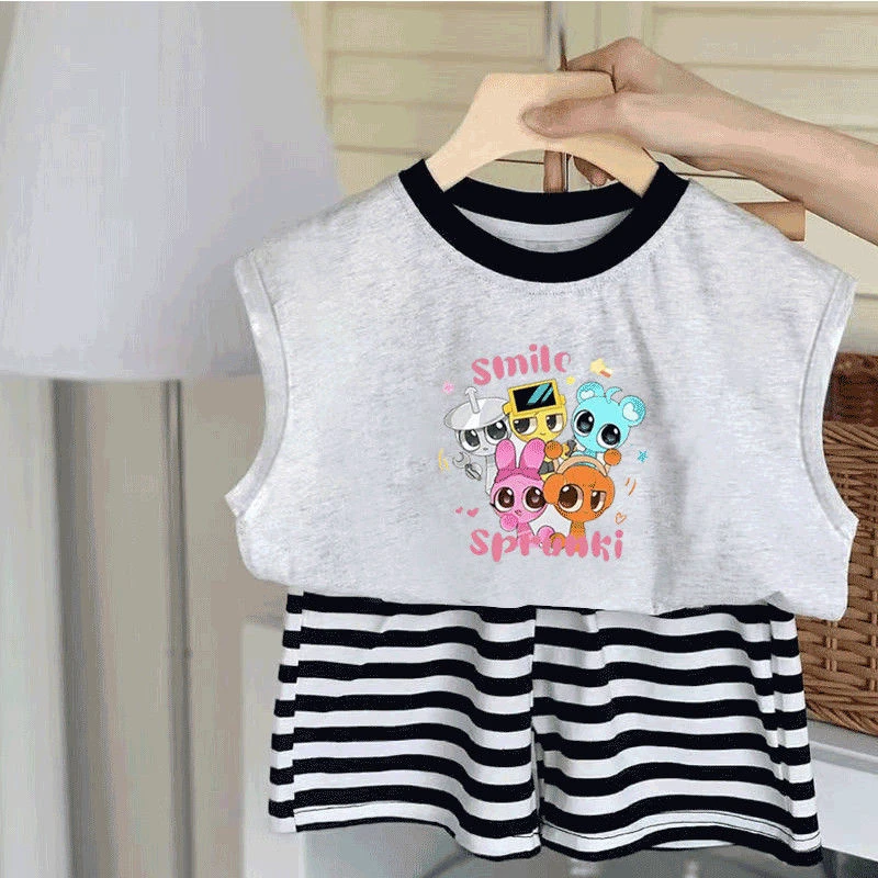 儿童男童背心纯棉印花T恤夏季宝宝新款洋气2025无袖卡通上衣透气