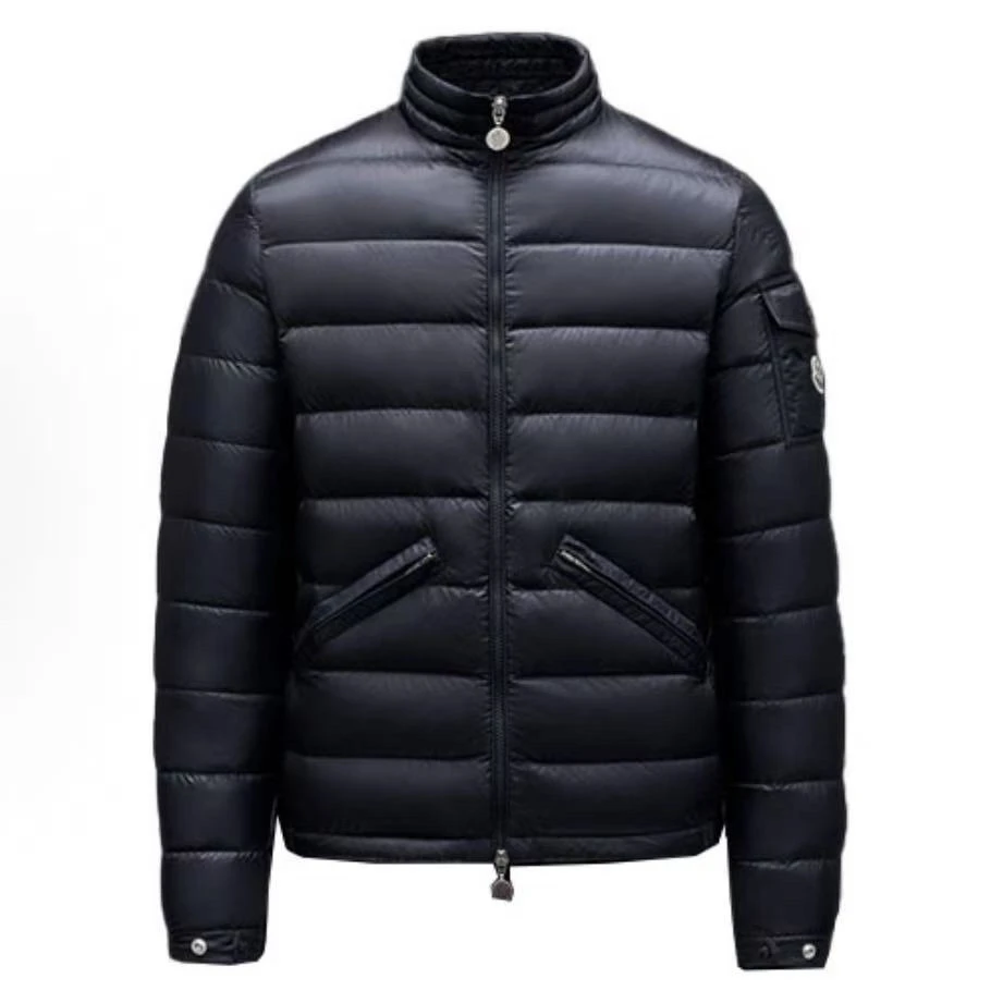 未使用 MONCLER /4码/深蓝色袖标轻薄羽绒服