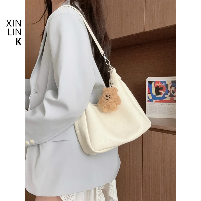 xinlink小众简约百搭单肩包包女2025新款质感斜挎包大容量水桶包