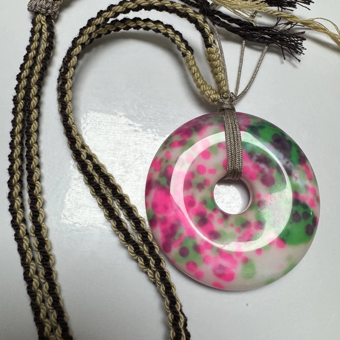 定制天然红花玉平安扣吊坠（卡50）