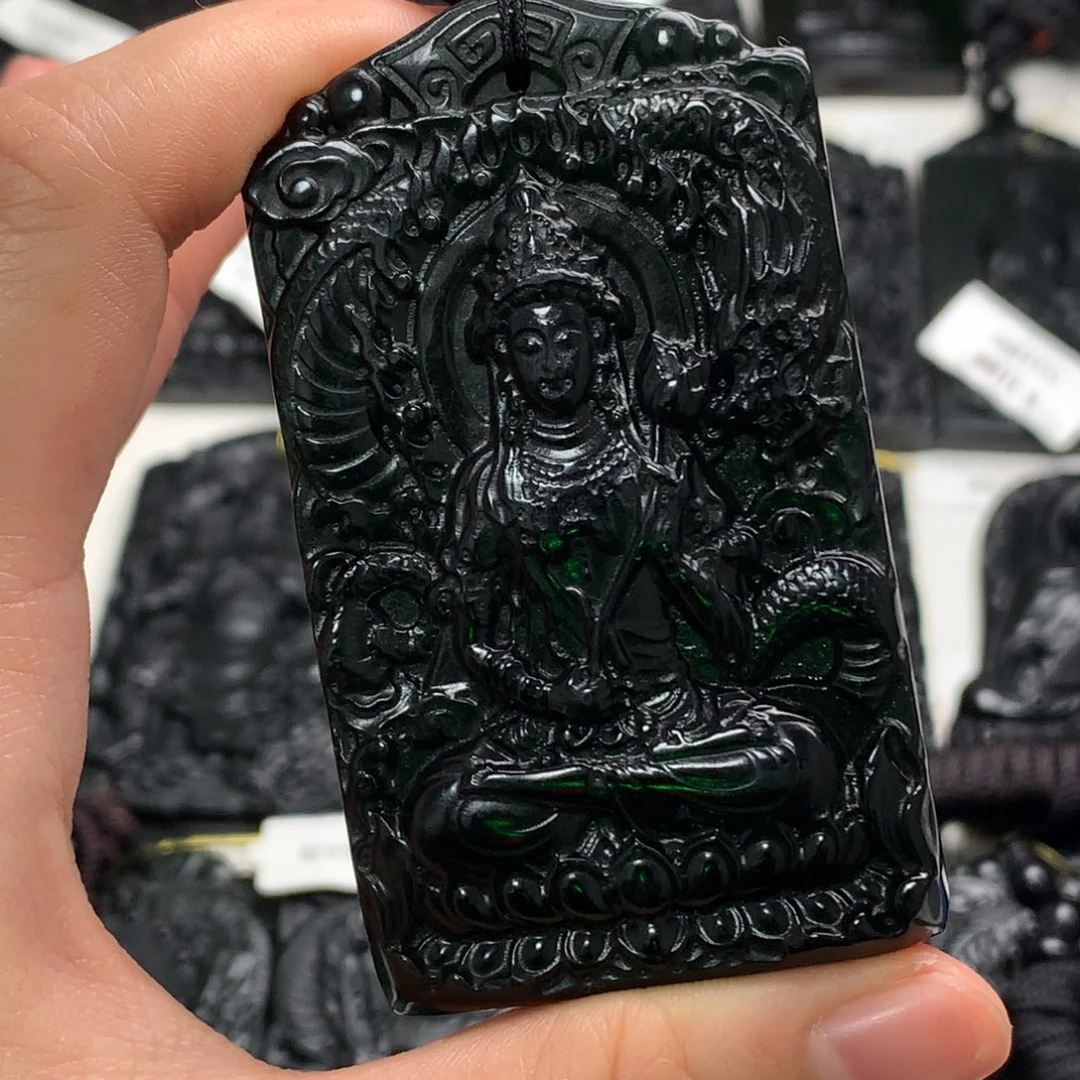 天然缅甸a货钢琴黑挂件