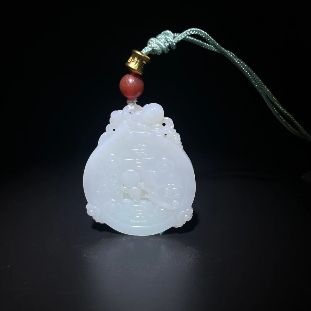 臻藏（8a）和田玉喜登金钱牌2508130143