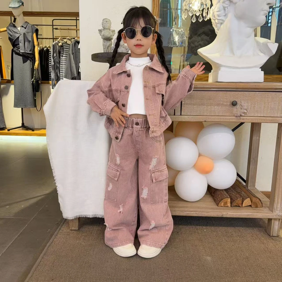女大童秋装2025新款洋气时髦女孩牛仔套装儿童春秋款韩系潮酷穿搭