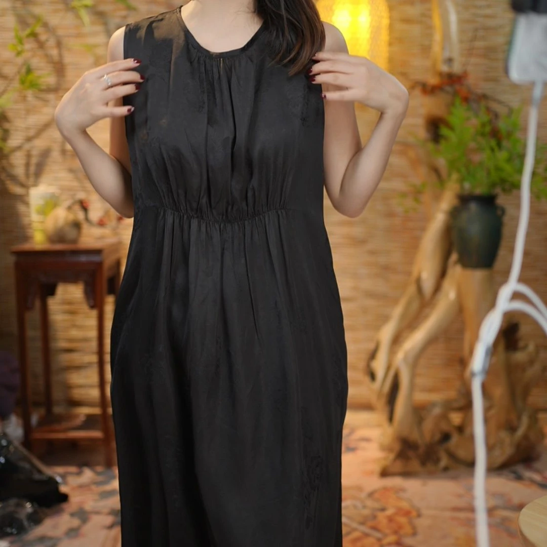 【骑袍上新】提花无袖裙新中式国风款背心裙