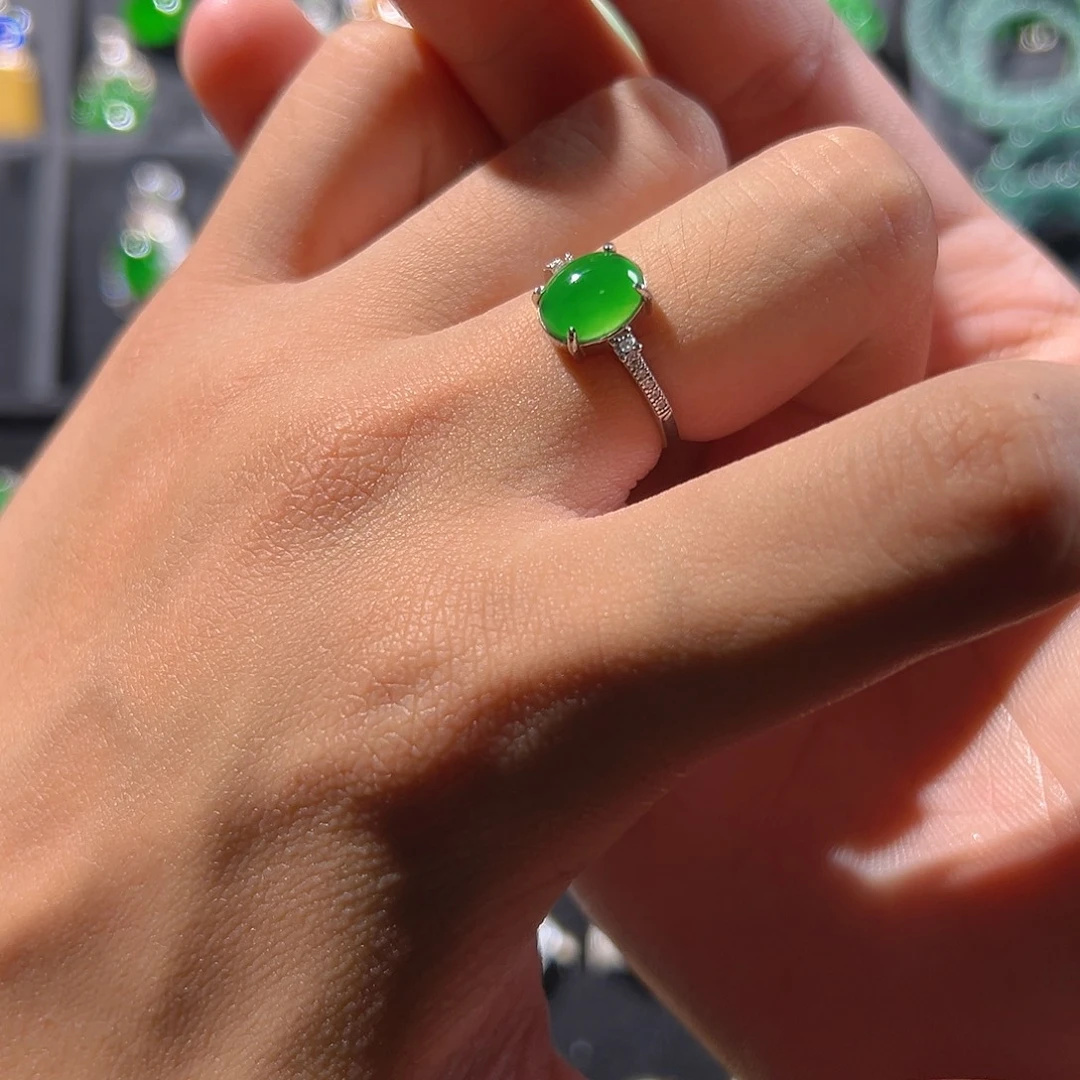 翡翠银S925镶嵌戒指戒指