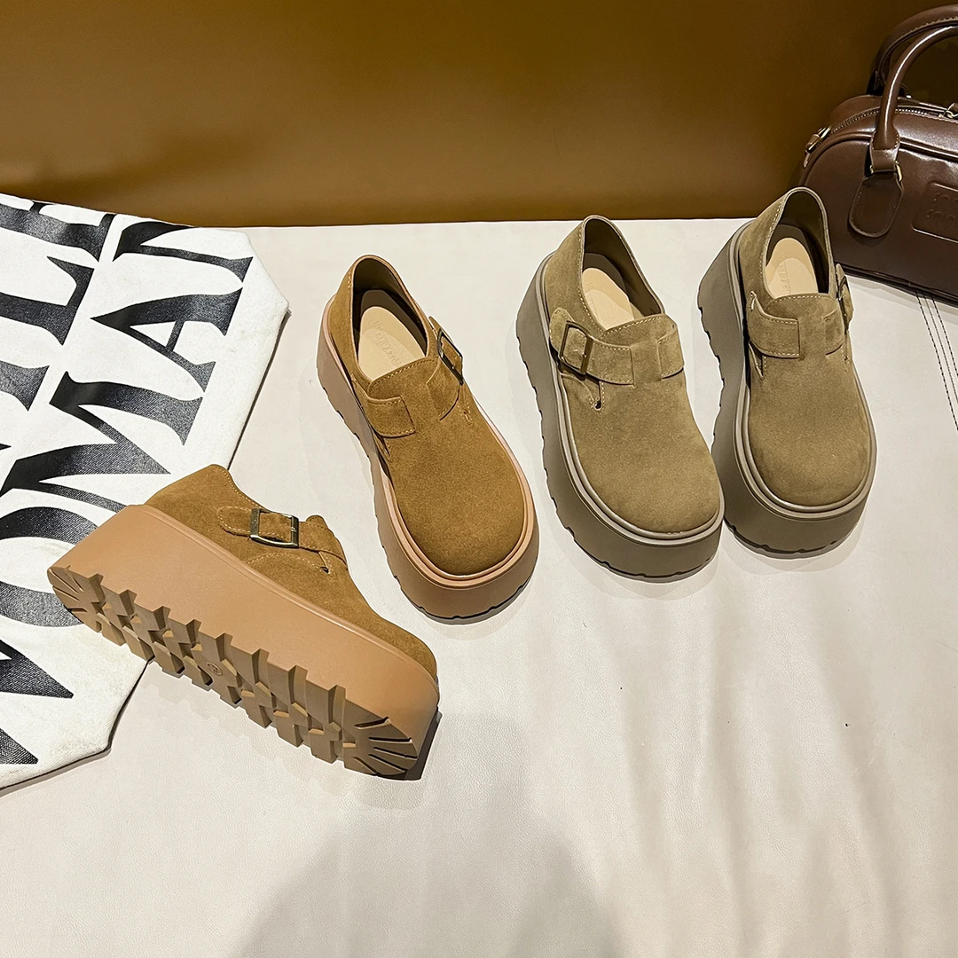 厚底7CM春季勃肯鞋2025春季新款两穿一脚蹬懒人鞋复古软底勃肯鞋