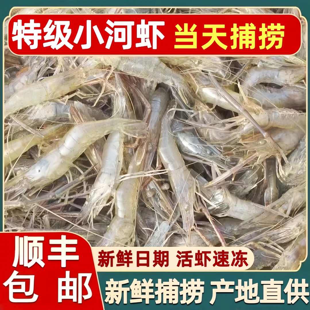 【顺丰包邮】新鲜小河虾海捕肉质鲜嫩鲜活淡水河虾鲜活速冻锁鲜