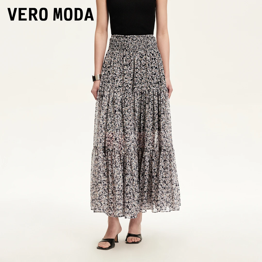 Vero Moda半身裙2025夏日穿搭松紧高腰小碎花图案长裙325216026