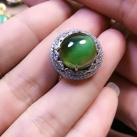 和田玉戒指银S925镶嵌