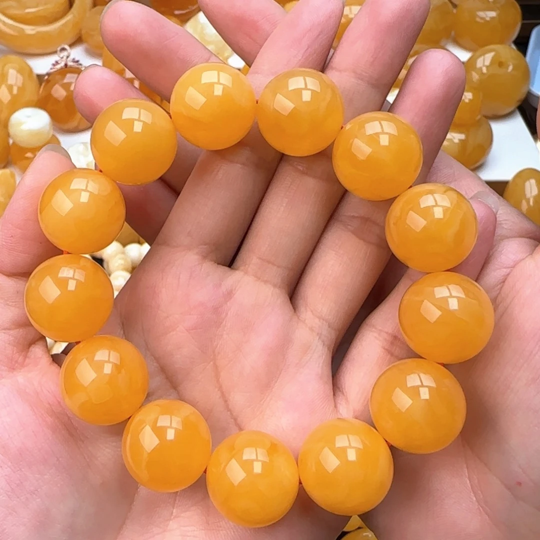 琥珀手串未镶嵌同料圆珠18