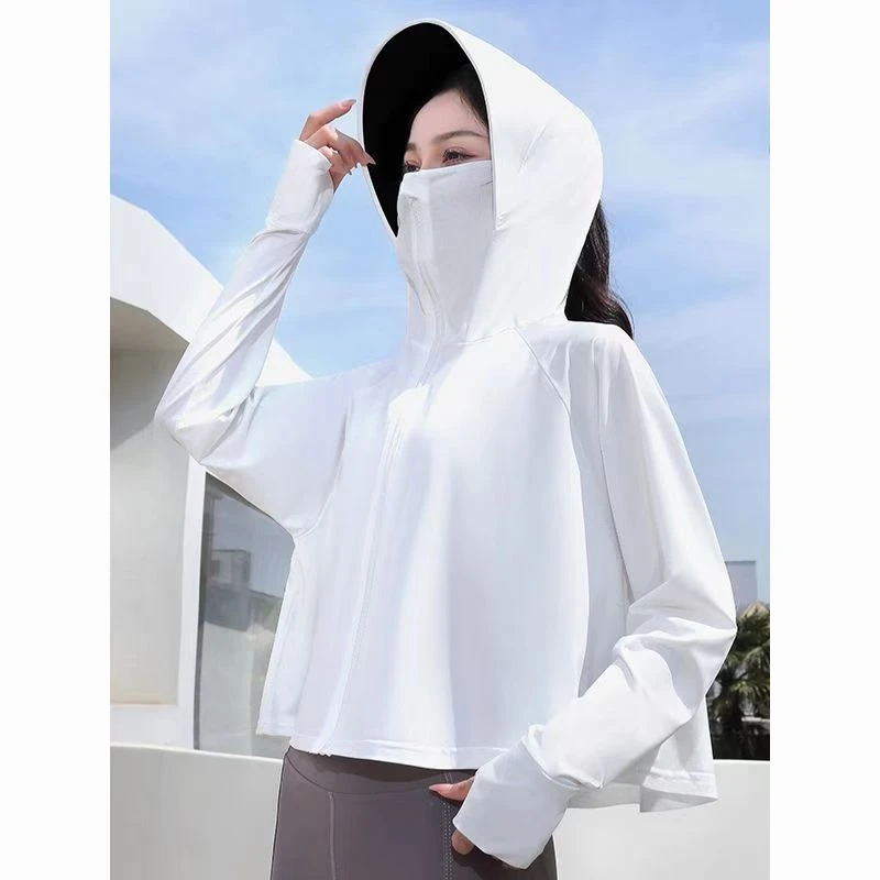 2566黑胶帽檐冰丝防晒女斗篷短款防晒衣