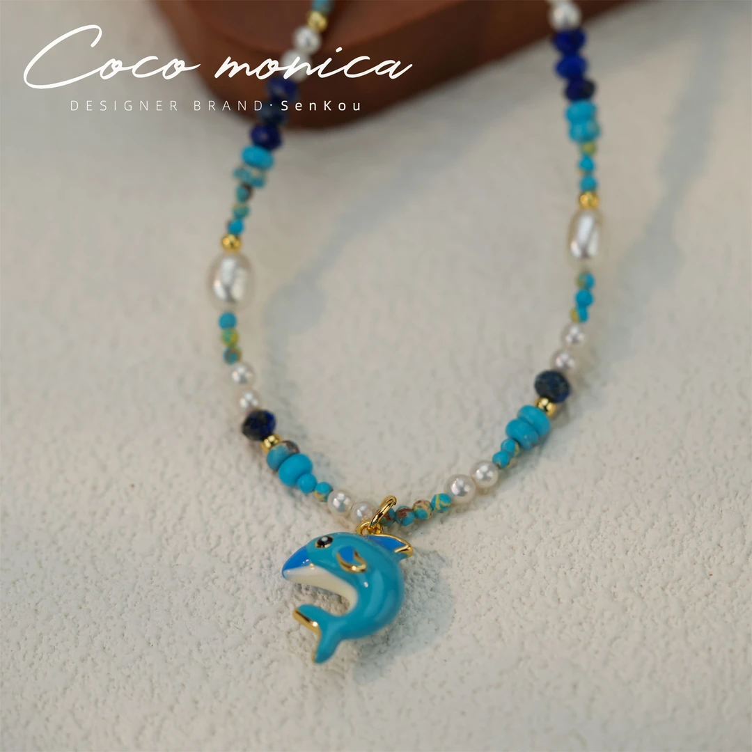 【小霞珠宝】珍珠手工气质轻奢时尚百搭复古小众彩色项链 AB423