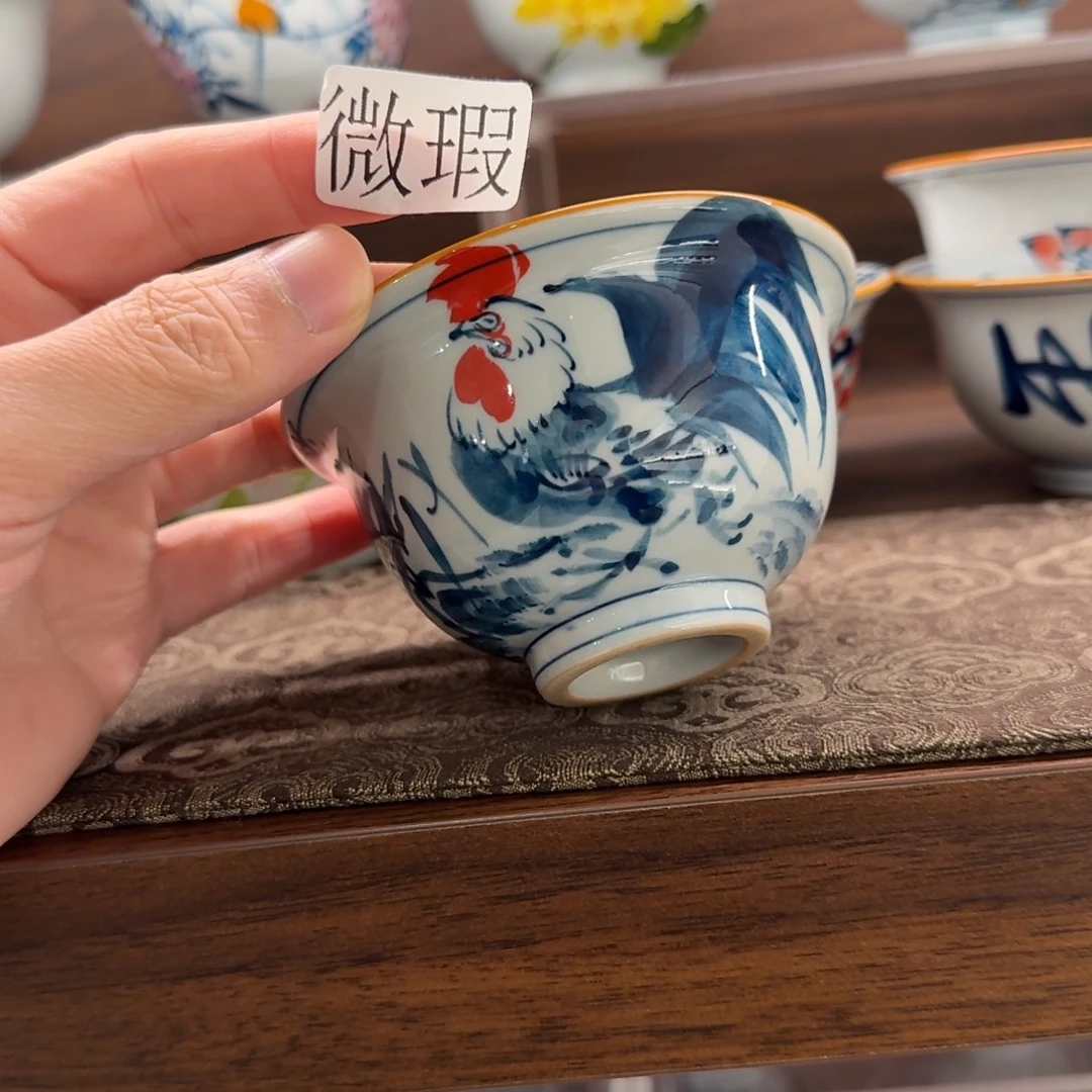 釉下手绘茶具微瑕