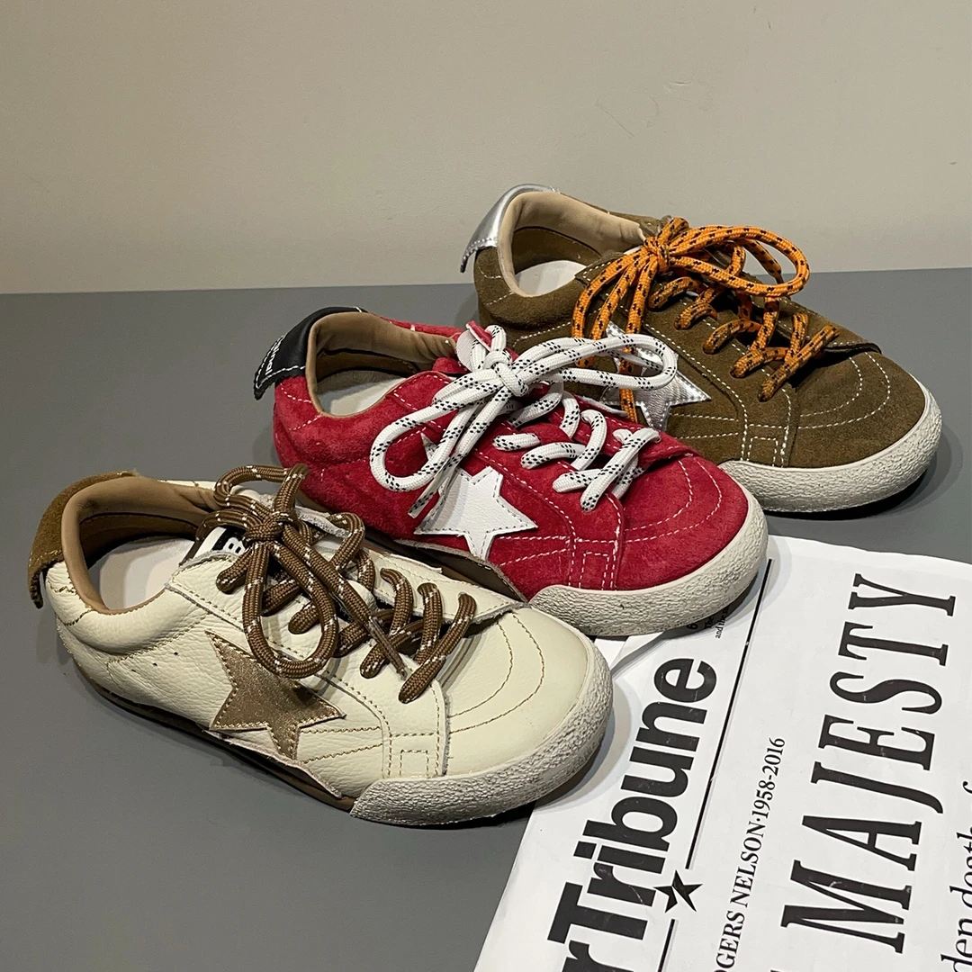 儿童2025秋季新款小脏鞋做旧复古童鞋男女童百搭免系带板鞋星星鞋