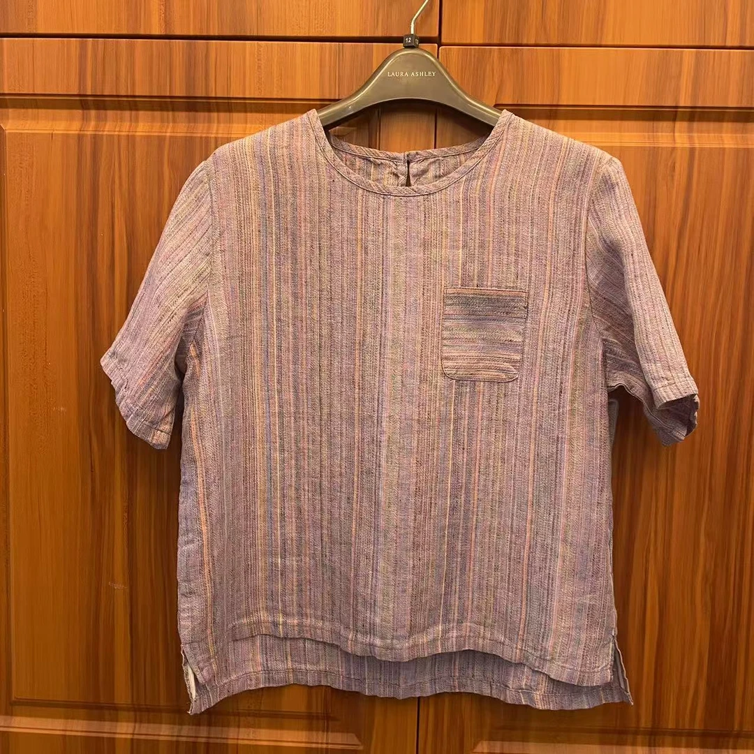 【50玫瑰】薄款简约风潮牌女装半袖镂空针织衫短袖提花气质宽松女士