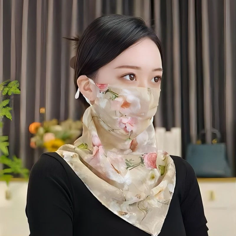 【四季】【防晒面罩三角巾】户外透气带围脖薄款透气遮脸丝巾面纱
