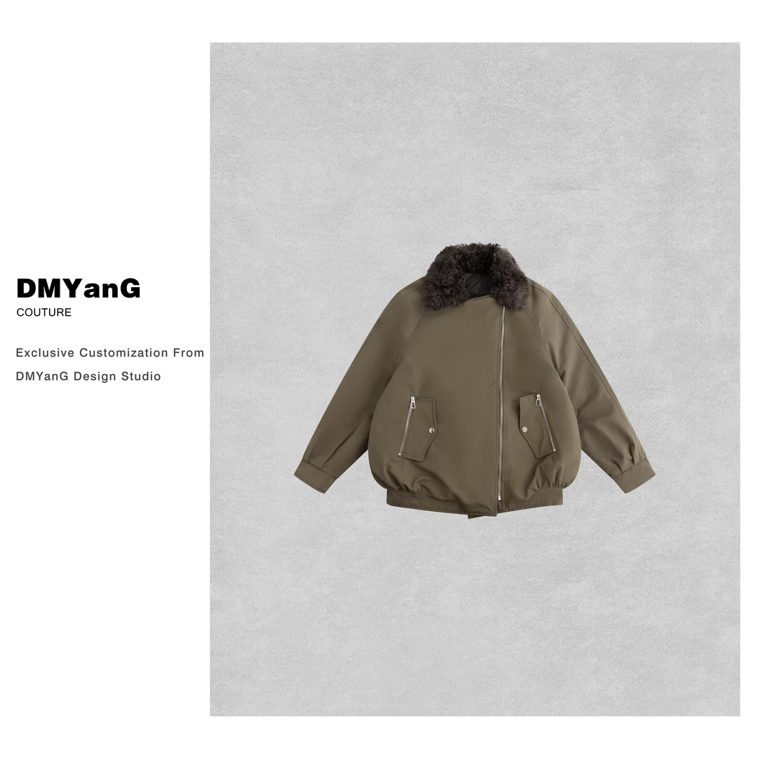 DMYanG/2025冬款水洗复古翻领派克90羽绒外套DMY1628