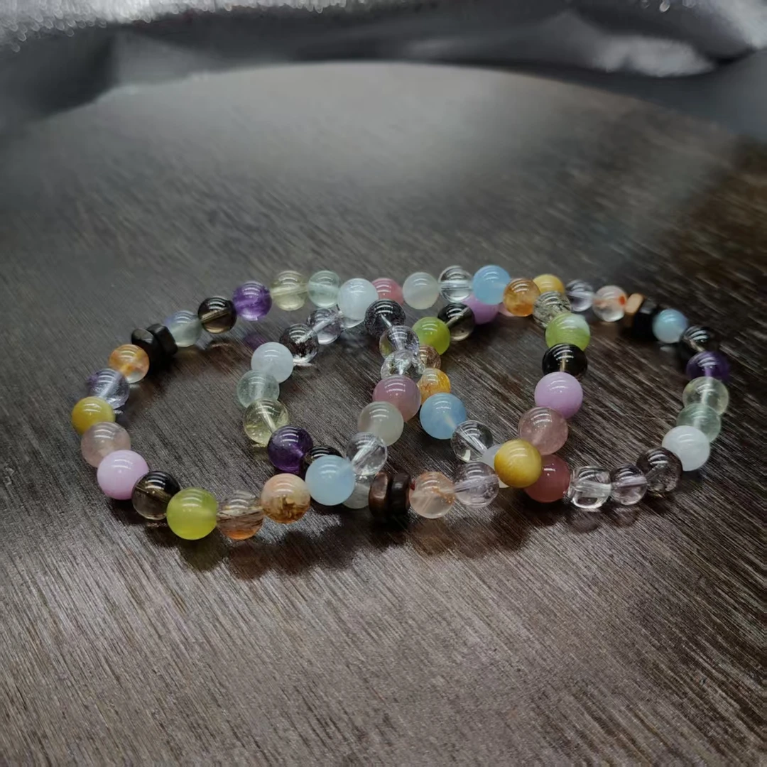 硕夏天然水晶多宝8-9mm设计款手链多样性发其一SX0972