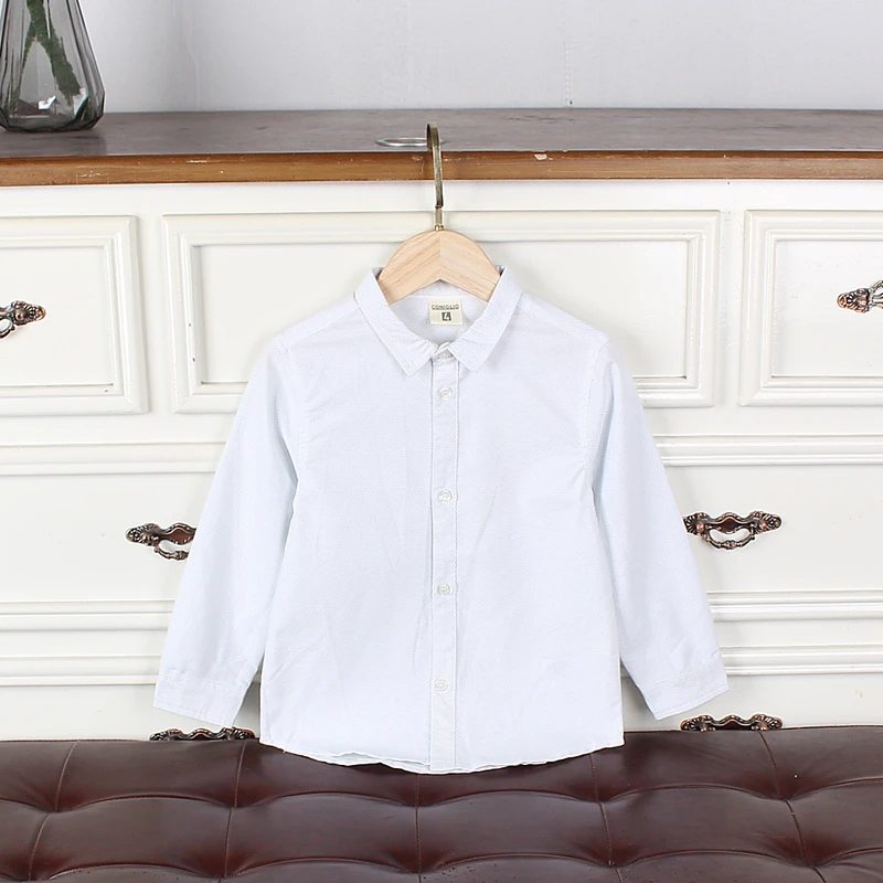 K296-N3童装90-140码 欧美儿童纯棉长袖衬衫男童翻领上衣春秋外贸