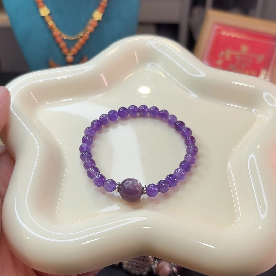 水晶未镶嵌手串卡6紫水紫锂云母设计款