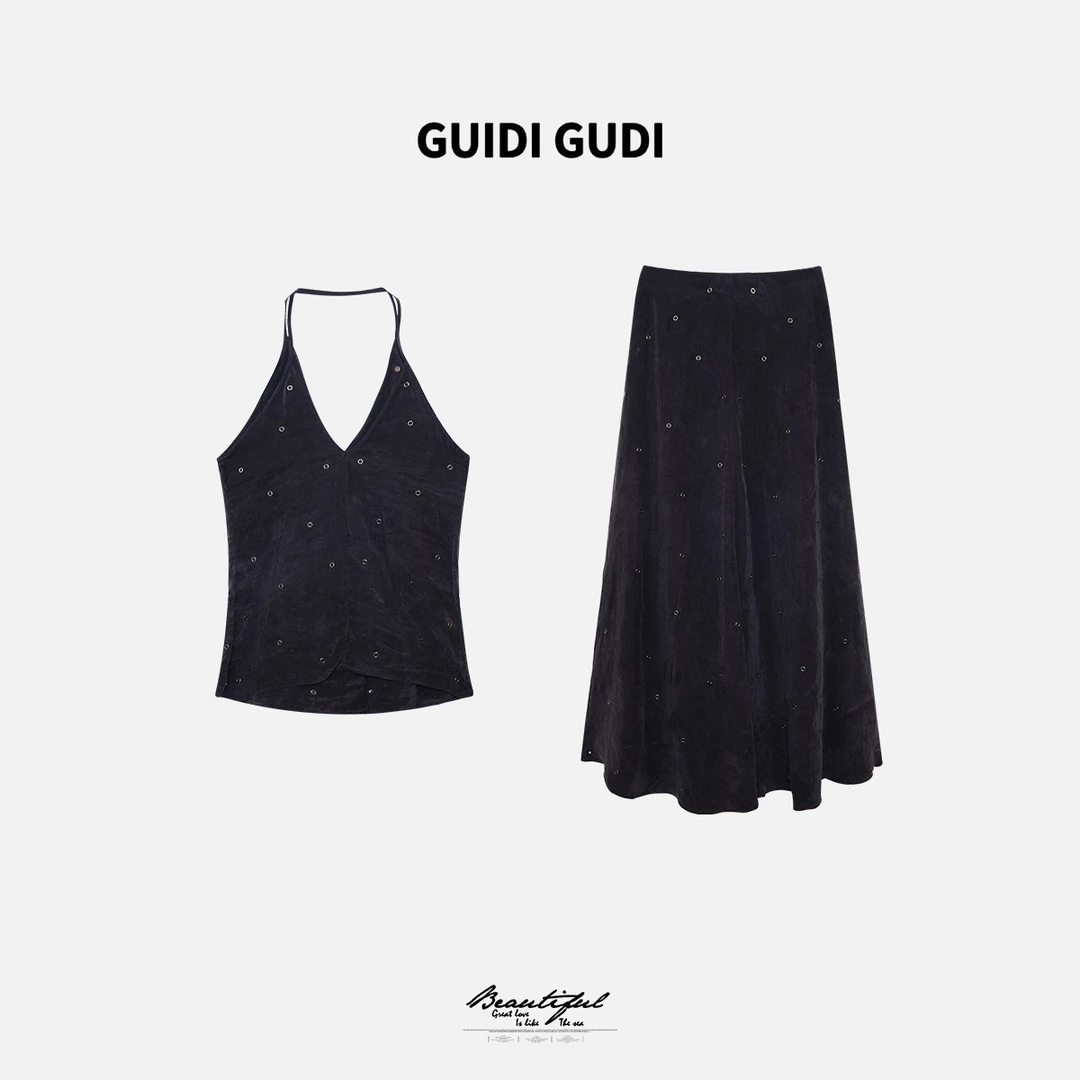 GUIDI GUDI【梦幻】黄加蓝两件套背心+半裙套装