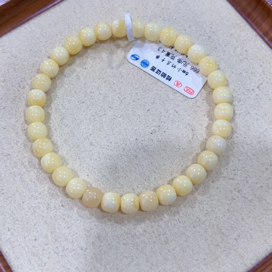 蜜蜡未镶嵌手链6m小奶豆手串