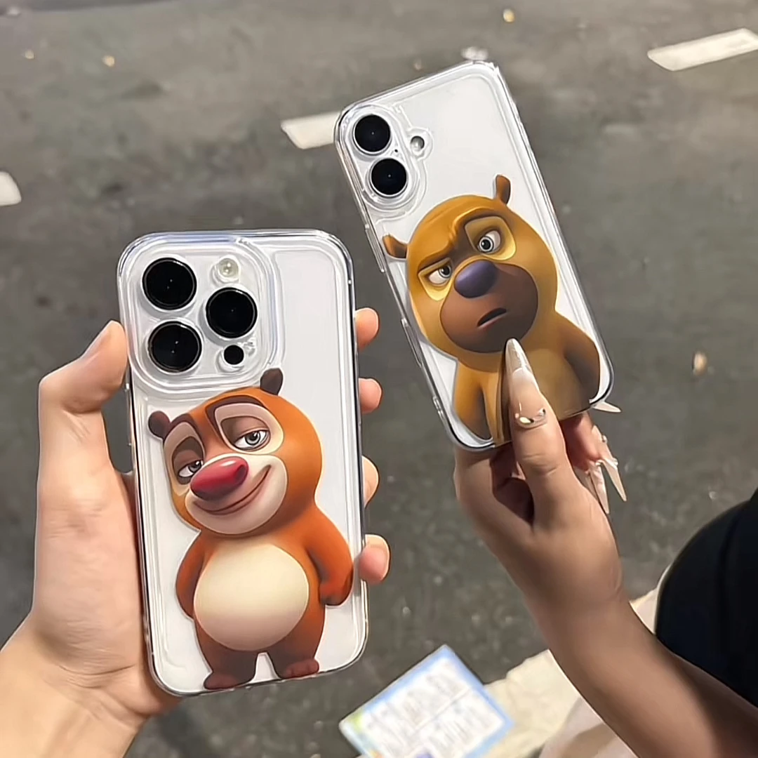 搞怪熊大熊二适用iphone16Promax手机壳15创意14华为P70vivo小米