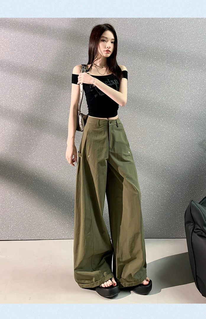 设计感美式复古弯刀裤女2026春季新款显瘦百搭阔腿工装休闲裤