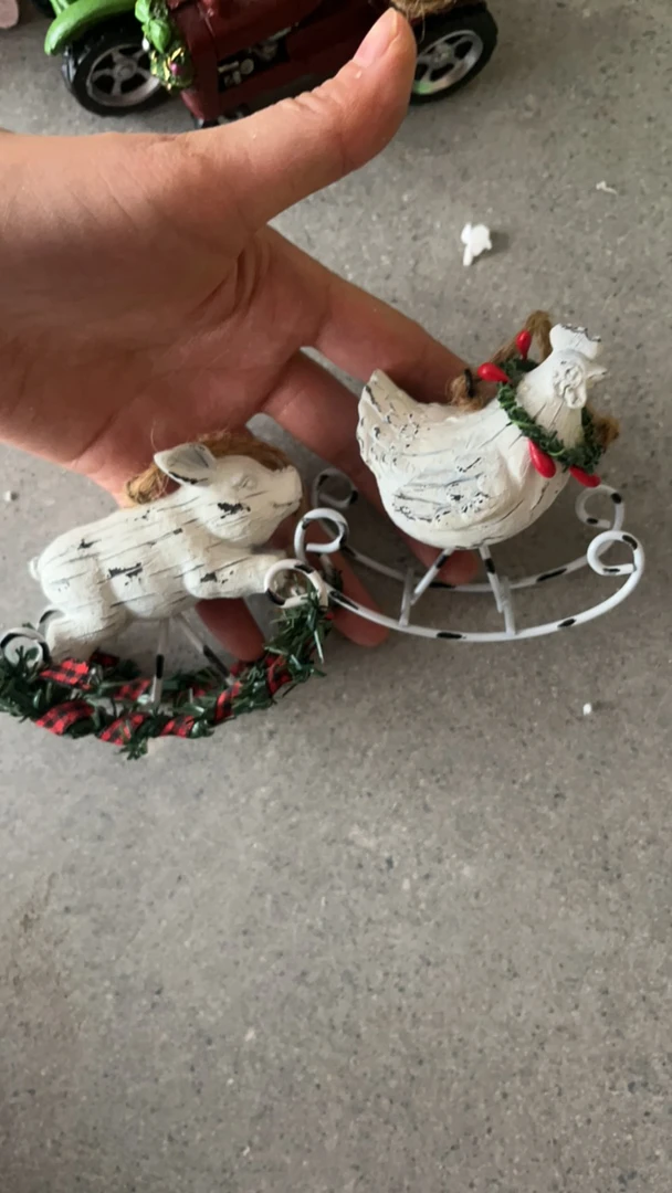 猪+小鸡不倒翁两件套摆件