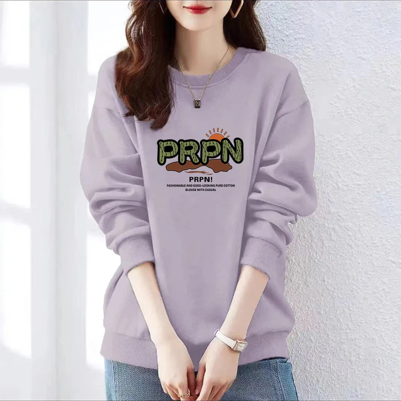 秋冬季新款加厚圆领卫衣女洋气减龄时尚百搭休闲套头长袖爆款上衣