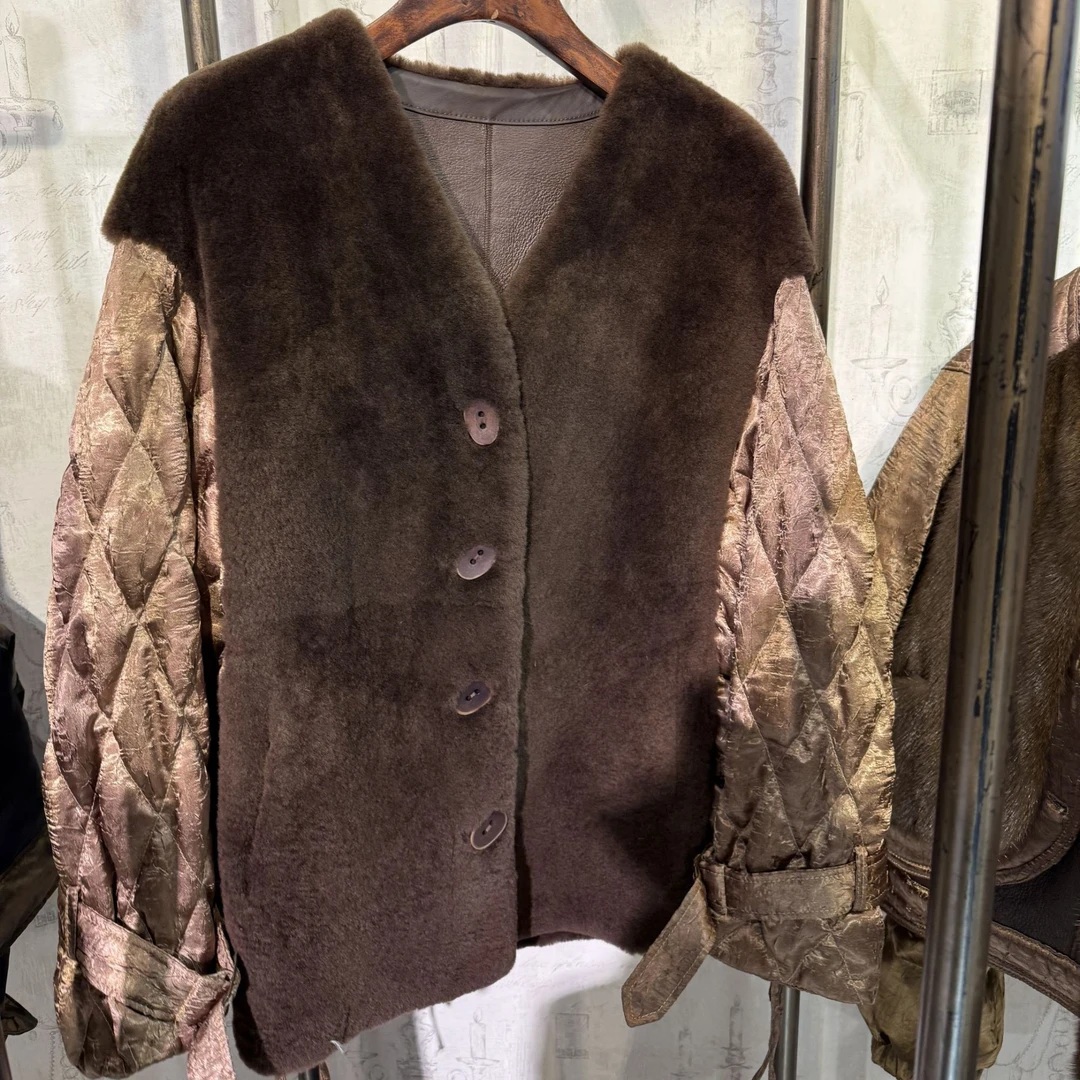 【CY】 83898-E 2024冬季新款鹅绒皮毛一体皮草外套