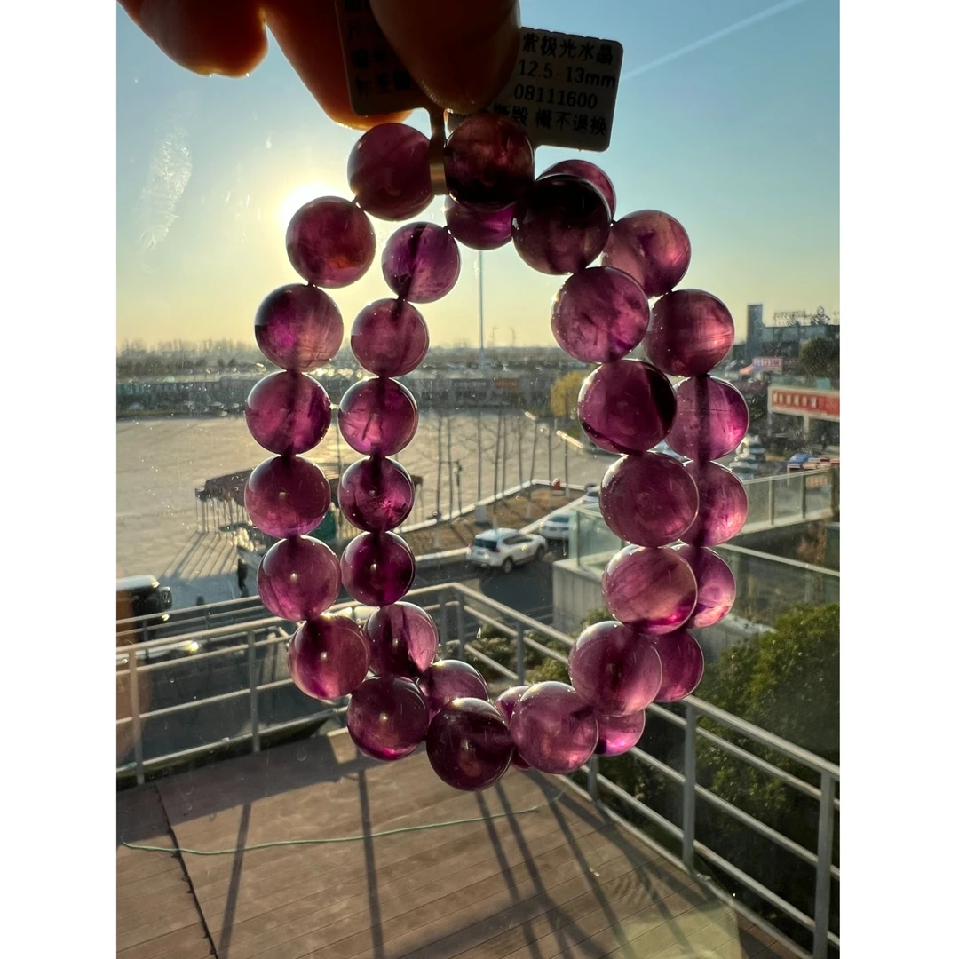 天然加拿大紫极光12.5-13mm水晶手链单圈118-多样性发其一