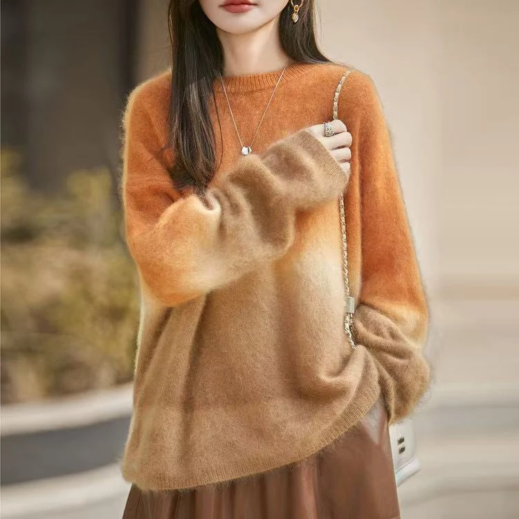 【段公子优选】2025秋冬新款女圆领拉绒长袖毛衣时尚打底衫25060