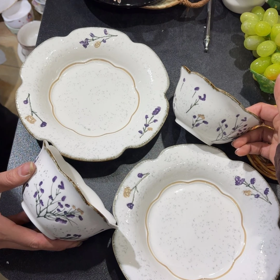 瓷一组两个盘子两个碗