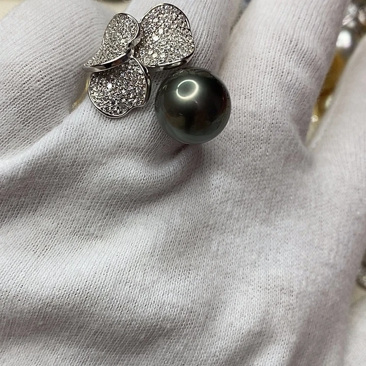 海水珍珠戒圈银S925镶嵌