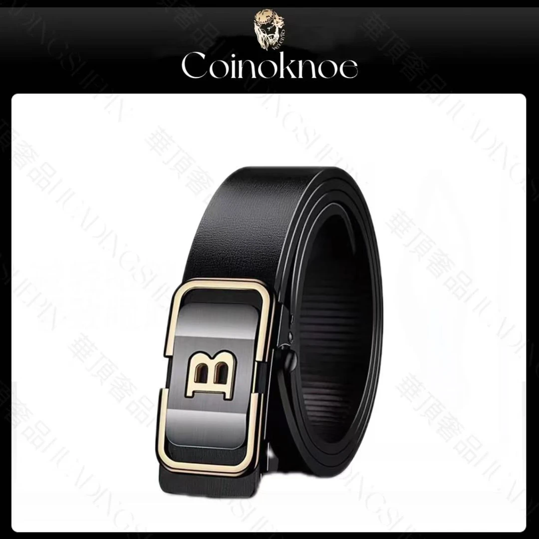 金色B 时尚无牙自动扣腰带商务休闲百搭经典高档男士裤腰带B-0258