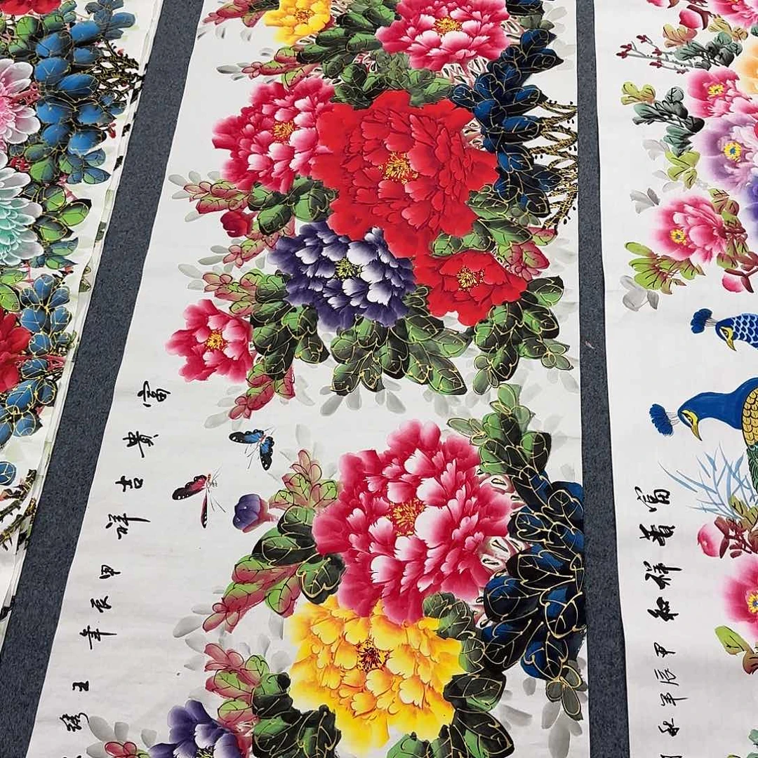 国画天***飞尺寸70X180手绘作品