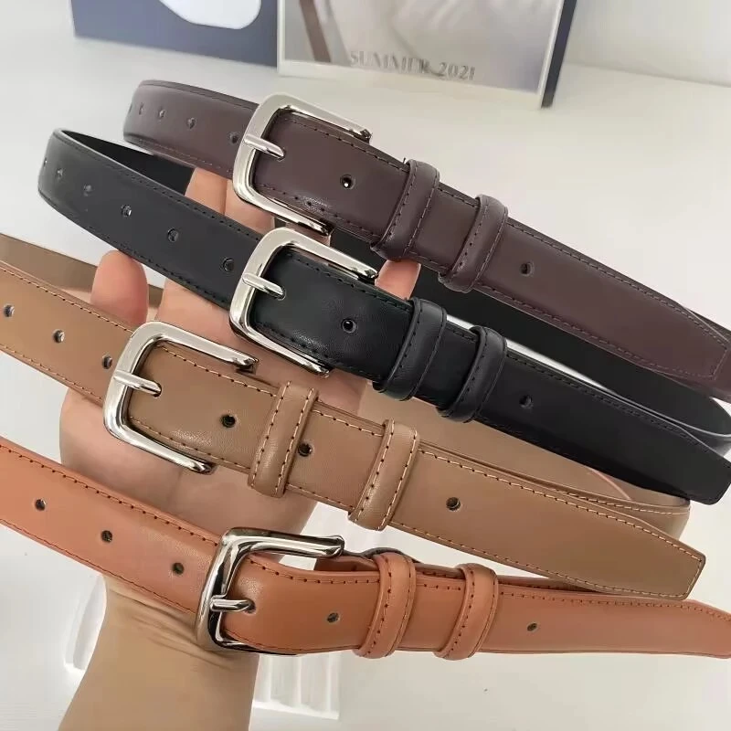 皮带女款真皮2025新款针扣复古时尚百搭装饰配牛仔裤咖啡色宽腰带