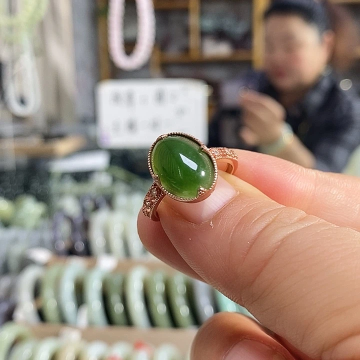 和田玉银S925镶嵌戒指