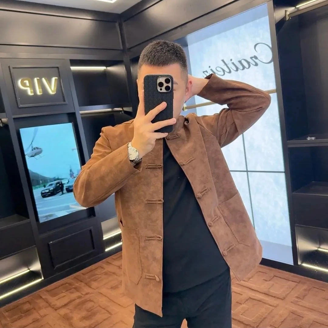 2025春款新版男士立领新中式唐装修身加厚保暖百搭休闲高品质纯色