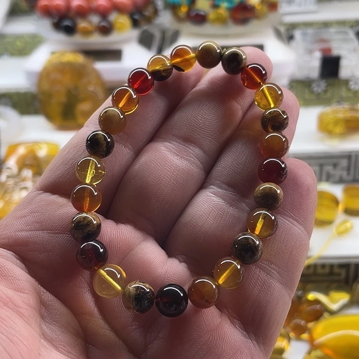 琥珀未镶嵌裸石手串